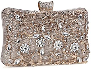 Tanpell Womens Crystal Evening Clutch Bag Wedding Purse Bridal Prom Handbag Party Bag Champagne