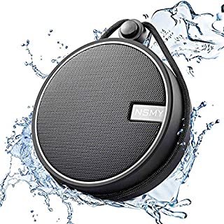 INSMY IPX7 Waterproof Shower Bluetooth Speaker, Portable Wireless Outdoor Speaker with HD Sound, Support TF Card, Suction Cup for Home, Pool, Beach, Boating, Hiking 12H Playtime (Black)