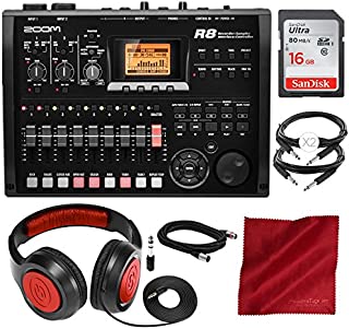 Zoom R8 Multi-Track Digital Recorder/Interface/Controller/Sampler with 16GB SD Card, Samson Headphones, and Accessory Bundle