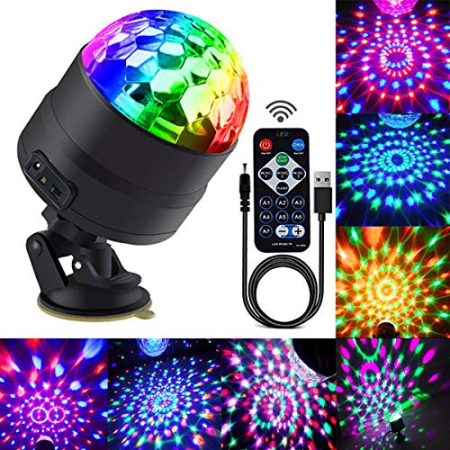 Disco Ball Party Lights Portable Rotating Lights Sound Activated LED Strobe Light 7 Color with Remote and USB Plug in for Car Home Room Parties Kids Birthday Dance Wedding Show Club Pub Xmas