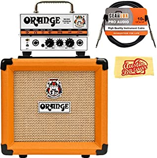 Orange PPC108 1x8-Inch Closed-Back Speaker Cabinet Bundle with Orange MT20 Micro Terror Amp Head, Instrument Cable, and Austin Bazaar Polishing Cloth