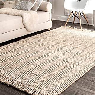 nuLOOM Wavy Chevron Jute Rug, 3' x 5', Natural, white