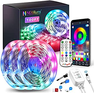 100Ft Waterproof LED Strip Lights with Remote, 900 LEDs SMD 5050 Color Changing Music Sync App Control LED Lights for Bedroom, Living Room, Dorms, Room Decor, Christmas (LED Strip Lights 32.8ft x 3)