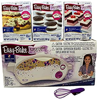 Easy Bake Oven Easy Bake Ultimate Oven Baking Bundle Baking Star Edition + Larger Size 13.8 Oz. Easy Bake 3-Pack Refill Mixes (Pizza, Whoopie Pies and Red Velvet & Strawberry Cakes) + Mini Whisk