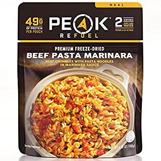 Peak Refuel Beef Pasta Marinara | 2 Serving Pouch | Freeze Dried Backpacking and Camping Food | Amazing Taste | Quick Prep