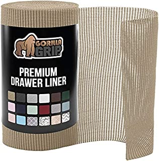 Gorilla Grip Original Drawer and Shelf Liner, Non Adhesive Roll, 12 Inch x 20 FT, Durable and Strong, for Drawers, Shelves, Cabinets, Storage, Kitchen and Desks, Beige