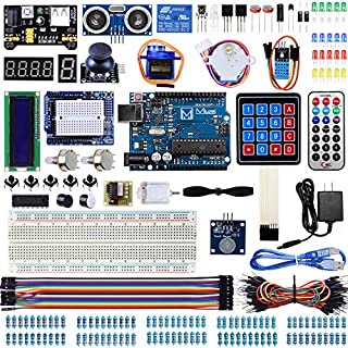 Miuzei Super Starter Kit Compatible with Arduino Projects, with LCD1602 Module, Breadboard, Servo, 9V 1A Power Supply, Sensors, LEDs, Detailed Tutorial MA13