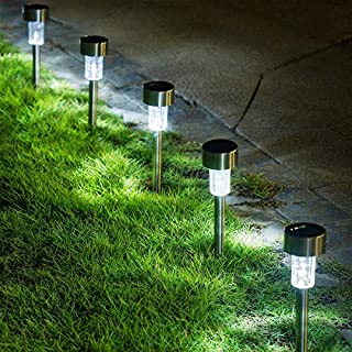 GIGALUMI 16 Pack Solar Path Lights Outdoor,Solar Lights Outdoor Garden Led Light Landscape/Pathway Lights for Patio/Lawn/Yard/Driveway/Walkway (Stainless Steel)