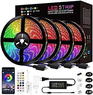 LED Strip Lights, Mixi 65.6ft 600 Lights Waterproof LED Light Strips Color Changing 5050 RGB with Bluetooth Music Sync App Remote Controller, Wall Lights, Rope Lights, Bedroom Decor