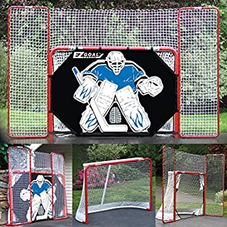 EZ Goal Folding Hockey Training Goal Net w/ Backstop, Targets, & Shooter Tutor , Red/White, 2-Inch