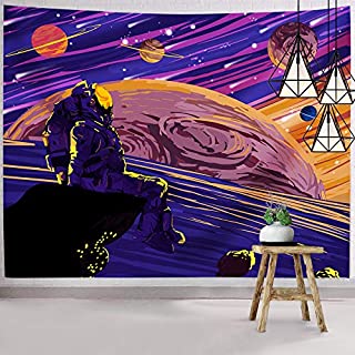 Hexagram Astronaut Tapestry, Space Tapestry Wall Hanging, Fantasy Universe Tapestry Starry Planets Wall Tapestry Home Decor for Bedroom Living Room College Dorm