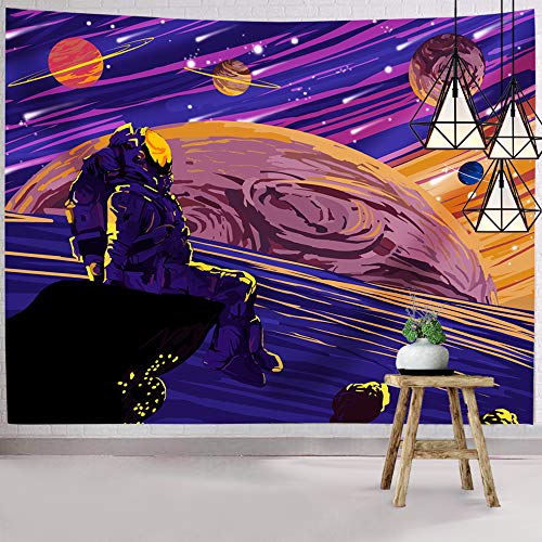 Hexagram Astronaut Tapestry, Space Tapestry Wall Hanging, Fantasy Universe Tapestry Starry Planets Wall Tapestry Home Decor for Bedroom Living Room College Dorm