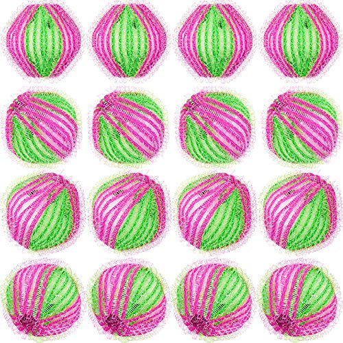 16 Pieces Washing Ball Lint Remover Balls Laundry Wash Balls Magic Hair Removal Plastic Laundry Ball to Save Drying Time (Rose Red Green)