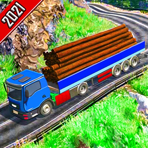 Uphill Timber Transport Wood Cargo Truck Driving 3D Games 2021 - Offroad Downhill Mountain Logging Truck Car Parking Simulator 2021