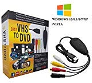 VHS to Digital Converter for Windows 10, USB2.0 Video Audio Capture Card Grabber Device, VHS to DVD Converter Support Windows 10/8/7/XP/VISTA/Convert Analog Video to Digital Format