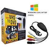 VHS to Digital Converter for Windows 10, USB2.0 Video Audio Capture Card Grabber Device, VHS to DVD Converter Support Windows 10/8/7/XP/VISTA/Convert Analog Video to Digital Format