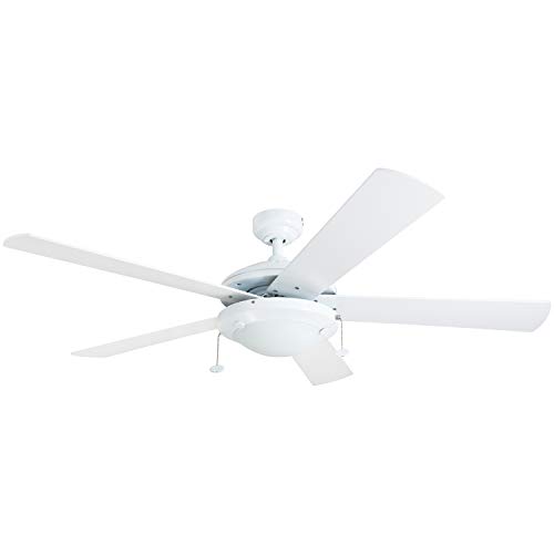 Prominence Home 80101-01 Bolivar LED Ceiling Fan, Modern Farmhouse, 52 Dual-Finish Blades, White