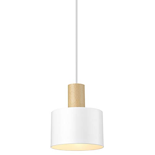 Modern Mini Pendant Lighting, Imego Ceiling Hanging Light Fixture, Metal Pendant Lamp for Kitchen Island, Dining Room Table, Bedroom - White