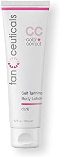 Tanceuticals Self Tanner - CC Self Tanning Lotion for Body Gives Natural, Long Lasting Sunless Tan - Fresh Coconut Scent and Full of Healthy Cosmeceuticals - Easy to Apply - Dark 4.2 oz