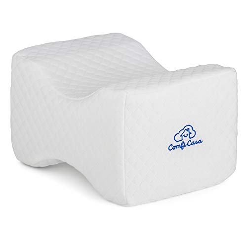 ComfiCasa Memory Foam Knee Pillow for Sleeping Orthopedic Knee Support Pillow for Hip Pain, Chronic Back Pain, Sciatica Relief & Scoliosis  Knee Wedge Contour Leg Pillow for Side Sleepers