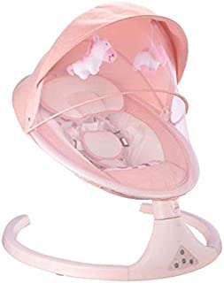 Sisyria Baby Swing, Electric Baby Rocker, Remote Control Classic Linen Fabric with 5 Unique Motions for Baby Toddler Infant Child in 0-12 Months,Pink