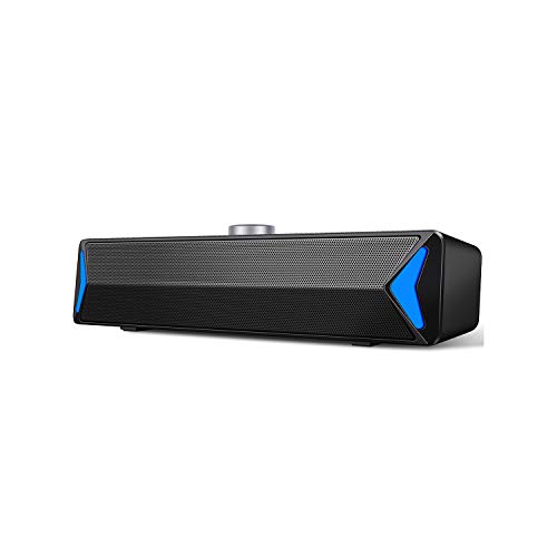[2021 Version] Computer Speakers, PC Wired Desktop Sound Bar with LED Lights, 2.0 Stereo Sound USB Powered Laptop Speaker for Computer, Desktop, Mac, Pad, Cellphone and More