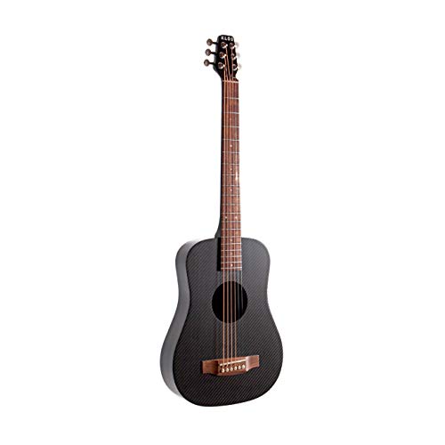 KLOS Black Carbon Fiber Travel Acoustic Electric Guitar Kit with Gig Bag, Strap, Capo, and more