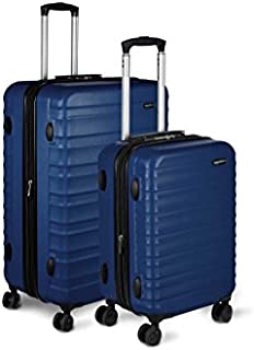 Amazon Basics Hardside Spinner Suitcase Luggage - Expandable with Wheels - 2-Piece Set, Navy Blue