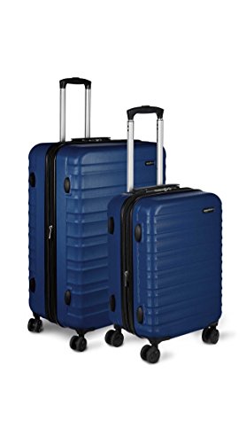 Amazon Basics Hardside Spinner Suitcase Luggage - Expandable with Wheels - 2-Piece Set, Navy Blue