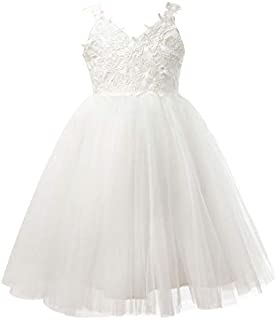 Miama Ivory Lace Tulle Backless Wedding Flower Girl Dress Junior Bridesmaid Dress, 9