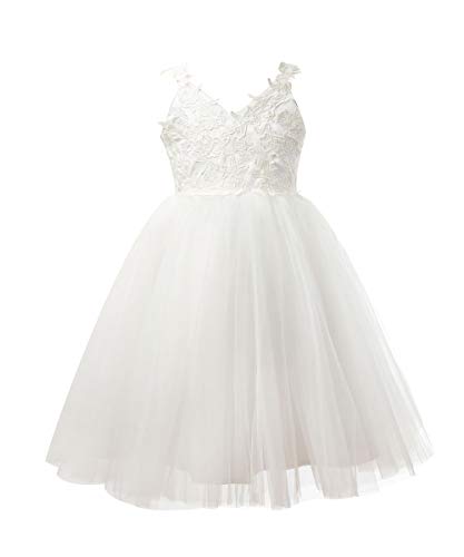 Miama Ivory Lace Tulle Backless Wedding Flower Girl Dress Junior Bridesmaid Dress, 9