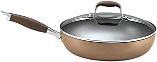 Anolon Advanced Hard-Anodized Nonstick 12-Inch Deep Frying Pan with Glass Lid / Nonstick Skillet, 12 Inch, Bronze