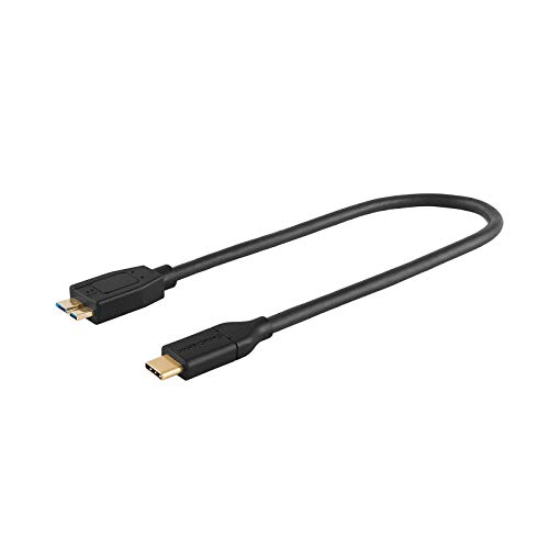 CableCreation USB C to Micro B 3.0 Cable (Gen2/ 10Gbps), 1ft USB 3.1 External Hard Drive Cable, Compatible with MacBook (Pro), Galaxy S5 Note 3, etc, 0.3M /Black