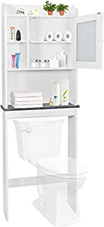 SUPER DEAL New Version Over-The-Toilet Bathroom Storage Cabinet Freestanding Wooden Bathroom Organizer w/Adjustable Shelves