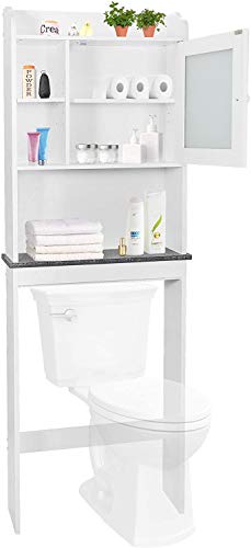 SUPER DEAL New Version Over-The-Toilet Bathroom Storage Cabinet Freestanding Wooden Bathroom Organizer w/Adjustable Shelves