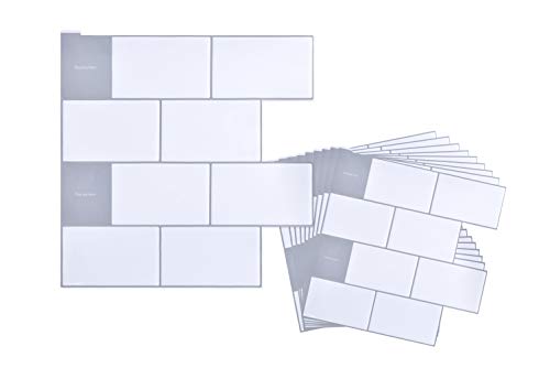 GSM Brands Peel and Stick Kitchen Backsplash Subway Tiles - 10 Adhesive Sheets (12