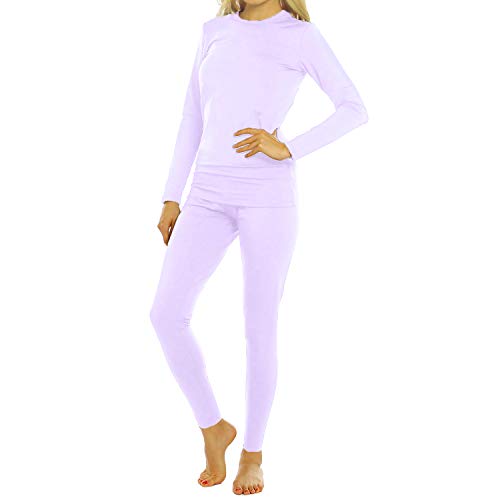 ViCherub Womens Thermal Underwear Set Long Johns Base Layer with Fleece Lined Ultra Soft Top & Bottom Thermals for Women Lavender Small