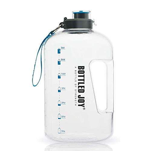 BOTTLED JOY 2.2L Water Bottle, BPA Free 75oz Large Water Bottle Hydration with Motivational Time Marker Reminder Leak-Proof Drinking Big Water Jug for Camping Sports Workouts and Outdoor Activity