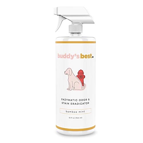 Buddy's Best, Pet Urine Odor Eliminator, Deodorizer, and Stain Remover - Enzymatic Cleaner for Dog Urine - All Natural and Effective Enzyme Based Dog Pee Spray Cleaner - Bamboo Mint Scent, 32 fl oz