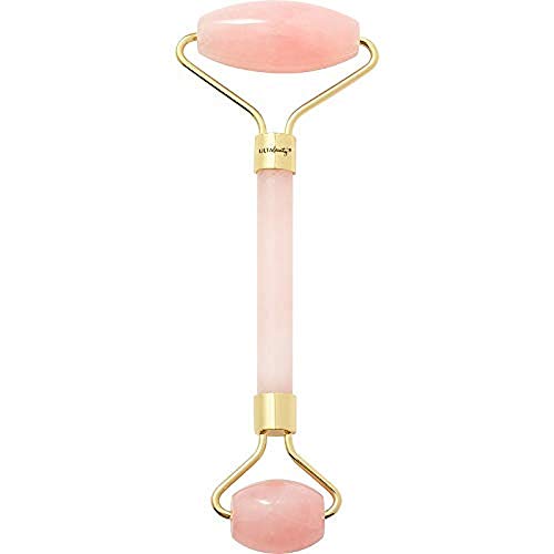 Precious Stone Rose Quartz Roller Facial Massager Natural Massage Stone Anti Aging Manual Massage Tool for Face Eye Neck Foot Massage Treatment Therapy Roller for Shiny and Brightens Skin.