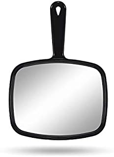 Gladmart Hand Mirror Salon Barber Hairdressing Handheld Mirror with Handle(Square Black)