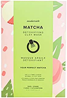 Maskeraide Matcha Green Tea Detoxifying Clay Mask with Kaolin Clay, Deep Cleaning, Detoxifying, Moisturizing, Anti Aging, Acne Clearing & Blackhead Remover Mask, Korean Skincare (Sleeve - 3 Uses)