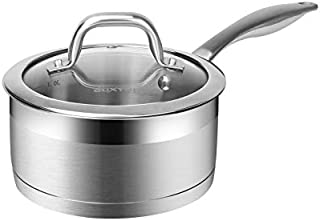 Duxtop Professional Stainless Steel Sauce Pan with Lid, Kitchen Cookware, Induction Pot with Impact-bonded Base Technology, 1.6 Quart