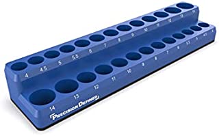 Precision Defined Magnetic Tool Socket Organizer Holder, METRIC, 26 Sockets (1/4-Inch Drive (Metric), Blue)