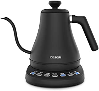 COSORI CO108-NK Electric Gooseneck 0.8L 5 Variable Presets Pour Over Kettle & Coffee Kettle, 100% Stainless Steel Inner Lid & Bottom, Matte Black