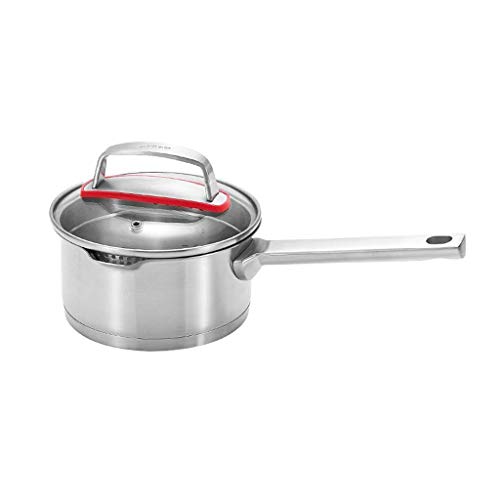 MGWYE Stainless Steel Milk PanProfessional Pan with Lid, Kitchen Cookware Induction Cooker Gas Universal Cooking Noodle Pan Size,16cm