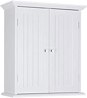 ChooChoo Bathroom Wall Cabinet, Over The Toilet Space Saver Storage Cabinet, Medicine Cabinet with 2 Door and Adjustable Shelves, Cupboard