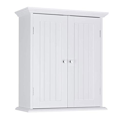 ChooChoo Bathroom Wall Cabinet, Over The Toilet Space Saver Storage Cabinet, Medicine Cabinet with 2 Door and Adjustable Shelves, Cupboard