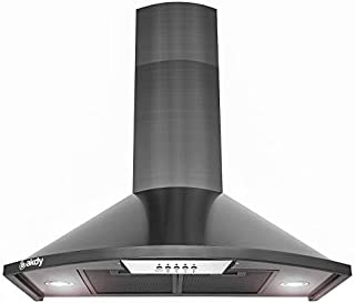 AKDY 30 in. 343 CFM Convertible Wall Mount Range Hood Push Button and LED Lights in Black Stainless Steel