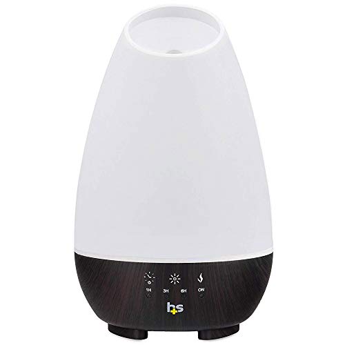 HealthSmart Essential Oil Cool Humidifier and Aromatherapy Diffuser with 500 ml Tank Ideal for Large Rooms, Adjustable Timer, Mist Mode and 7 LED Light Colors, White